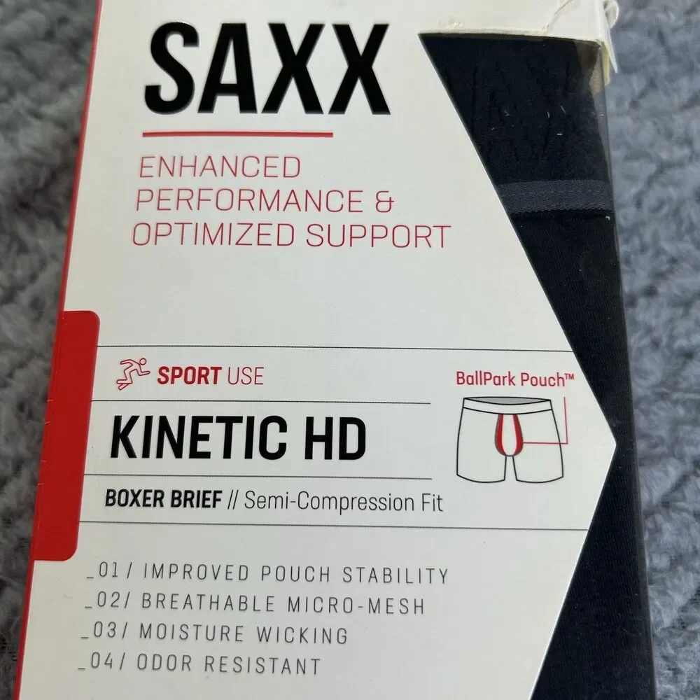 Saxx Kinetic Boxer Brief Black/Gray Boxer Brief - Men's- SIZE XXL